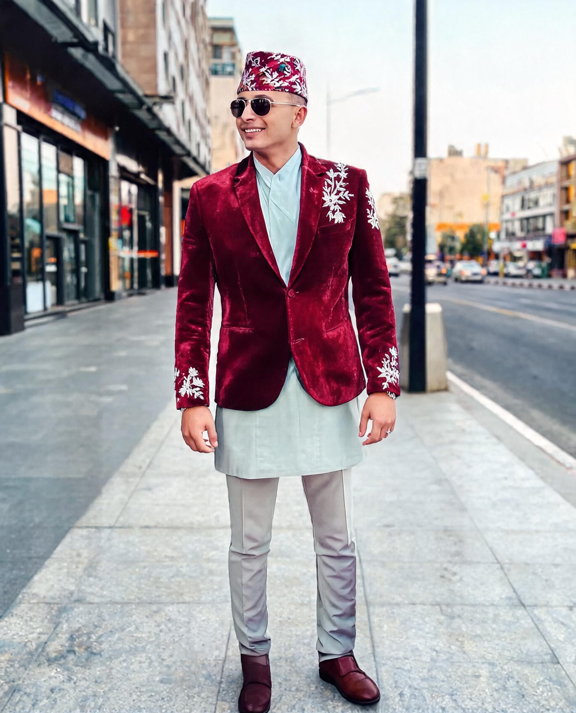 Velvet Kadai Blazer Marron Silver Work 38 (M)